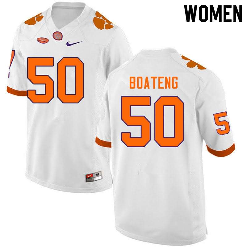 Women's Clemson Tigers Kaleb Boateng #50 Colloge White NCAA Elite Football Jersey August WTE36N5P