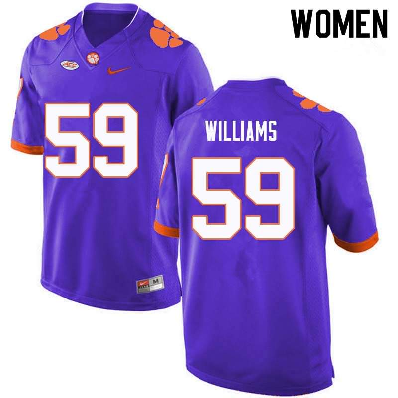 Women's Clemson Tigers Jordan Williams #59 Colloge Purple NCAA Elite Football Jersey Outlet JZE47N8Z