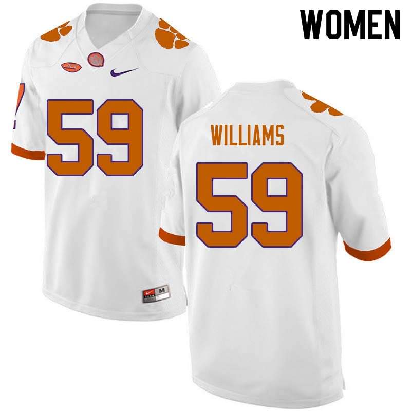 Women's Clemson Tigers Jordan Williams #59 Colloge White NCAA Game Football Jersey Athletic ULX30N1A