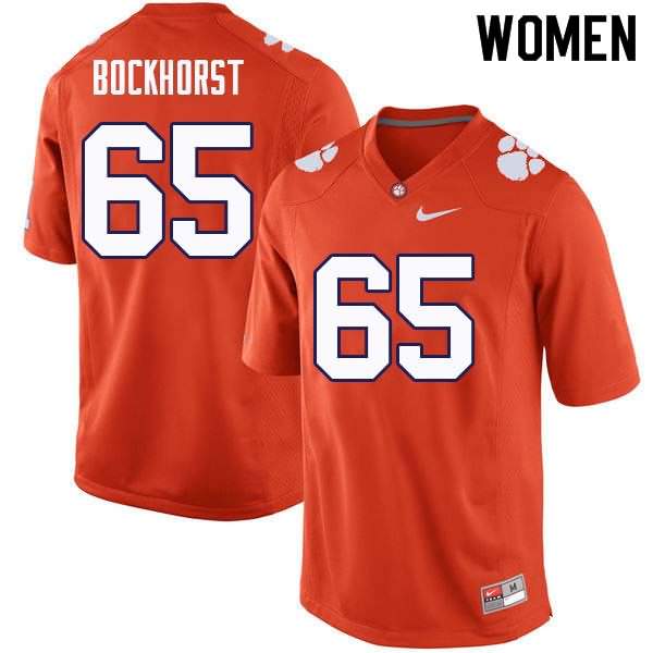 Women's Clemson Tigers Matt Bockhorst #65 Colloge Orange NCAA Game Football Jersey High Quality PRT47N3Y
