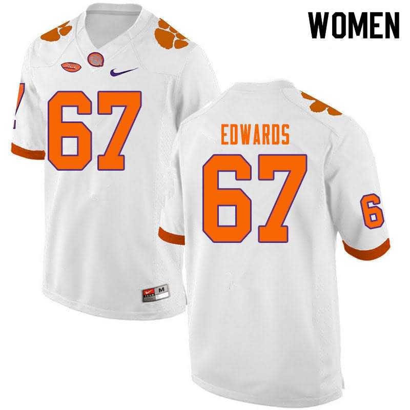 Women's Clemson Tigers Will Edwards #67 Colloge White NCAA Elite Football Jersey Colors EOX12N6H