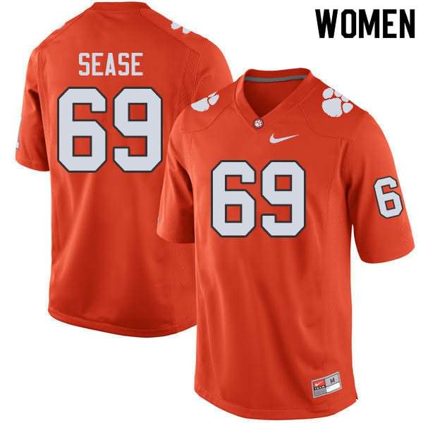 Women's Clemson Tigers Marquis Sease #69 Colloge Orange NCAA Game Football Jersey February IKY56N7D