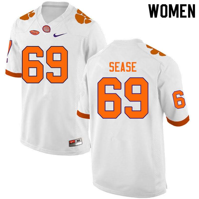 Women's Clemson Tigers Marquis Sease #69 Colloge White NCAA Game Football Jersey Style IDS84N4O
