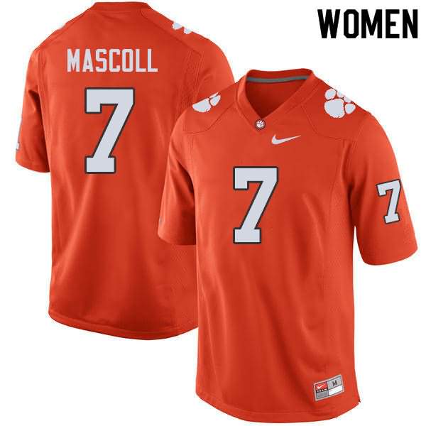 Women's Clemson Tigers Justin Mascoll #7 Colloge Orange NCAA Game Football Jersey June KUD54N7D