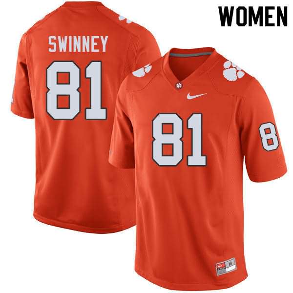 Women's Clemson Tigers Drew Swinney #81 Colloge Orange NCAA Game Football Jersey Discount SPT06N5W