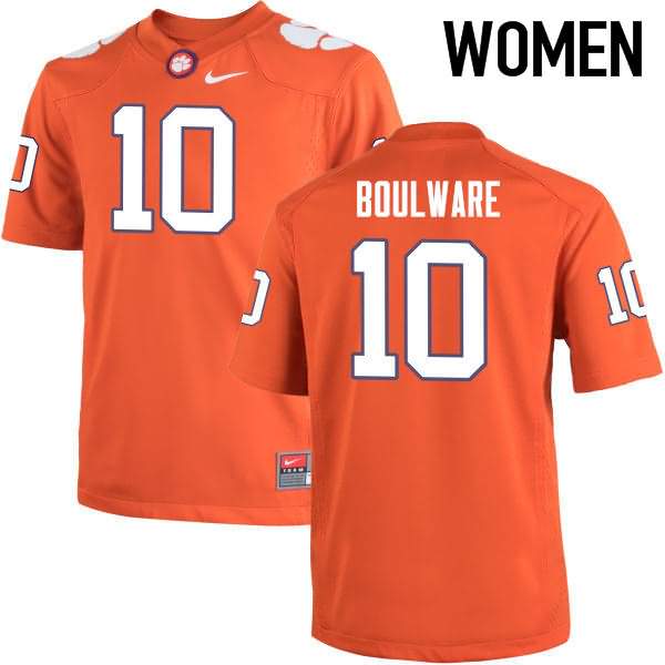 Women's Clemson Tigers Ben Boulware #10 Colloge Orange NCAA Game Football Jersey Comfortable IZM34N8O