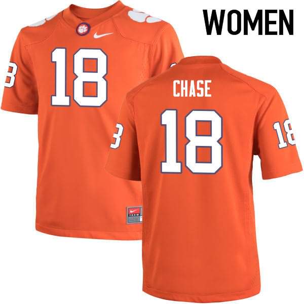 Women's Clemson Tigers Tavares Chase #18 Colloge Orange NCAA Game Football Jersey Damping MDX40N3D