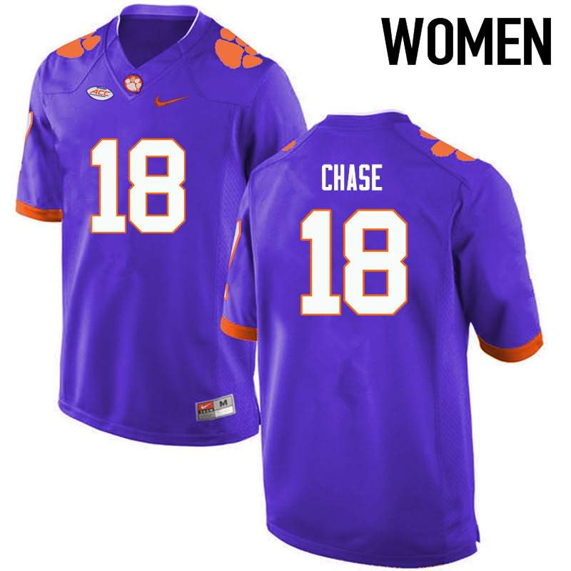 Women's Clemson Tigers Tavares Chase #18 Colloge Purple NCAA Elite Football Jersey Fashion WGI07N7X