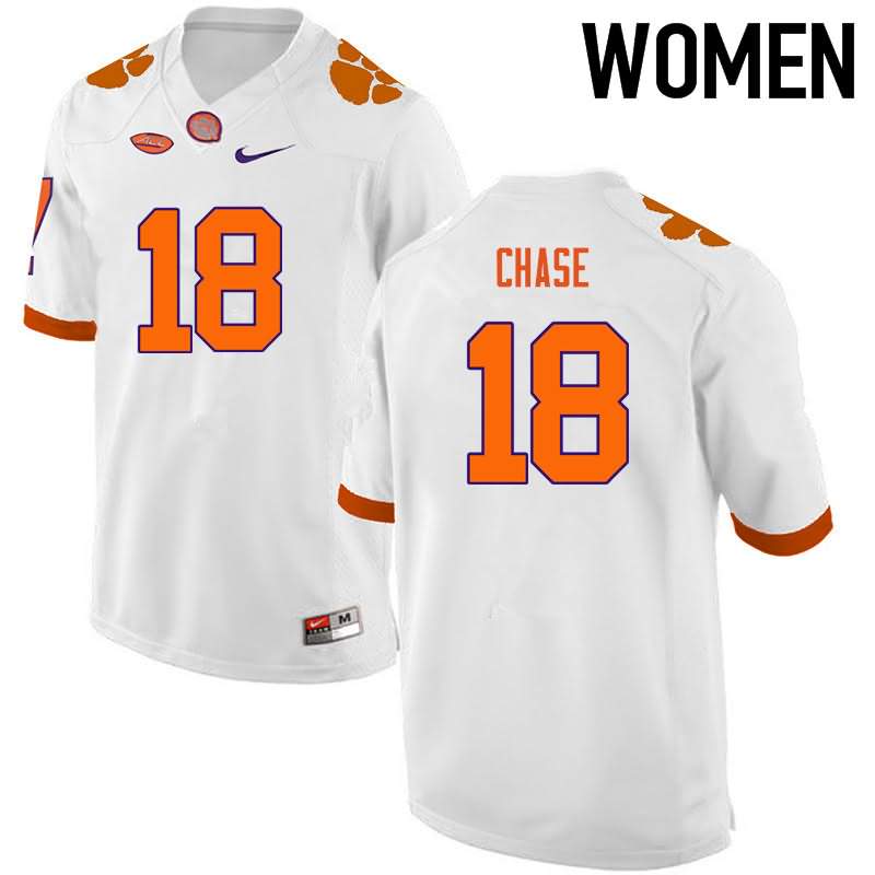 Women's Clemson Tigers Tavares Chase #18 Colloge White NCAA Game Football Jersey April DEE75N8T