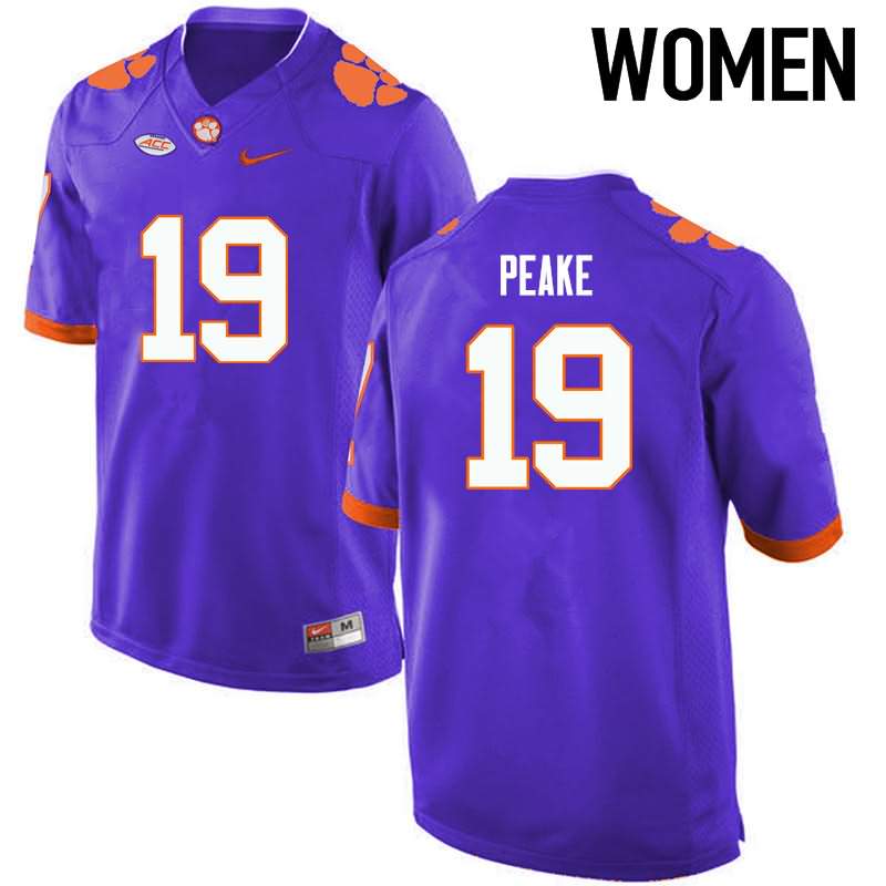 Women's Clemson Tigers Charone Peake #19 Colloge Purple NCAA Elite Football Jersey Season ZCS78N7C