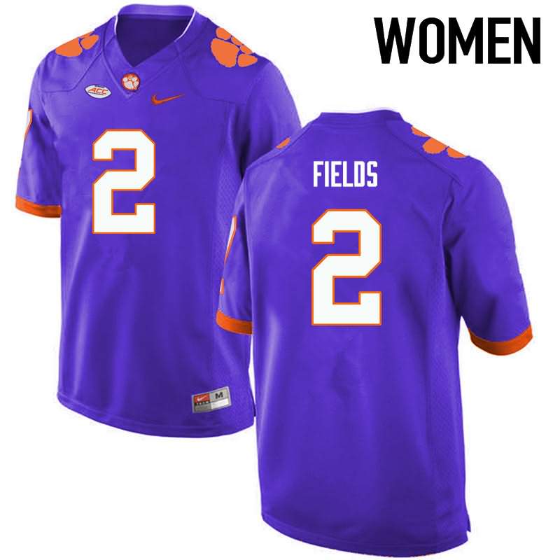 Women's Clemson Tigers Mark Fields #2 Colloge Purple NCAA Elite Football Jersey New WHG77N2N