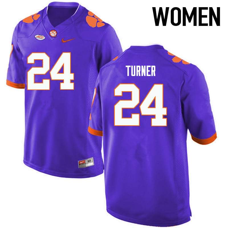 Women's Clemson Tigers Nolan Turner #24 Colloge Purple NCAA Game Football Jersey High Quality NRY58N3O