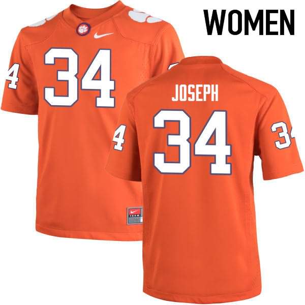 Women's Clemson Tigers Kendall Joseph #34 Colloge Orange NCAA Elite Football Jersey Stability LQR52N2I