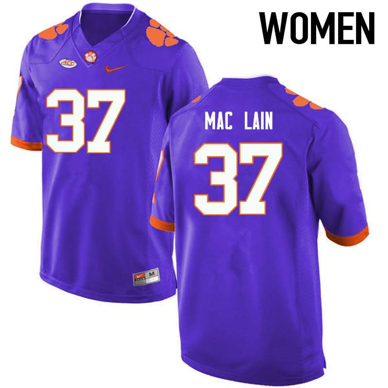Women's Clemson Tigers Ryan Mac Lain #37 Colloge Purple NCAA Elite Football Jersey August POE87N5W