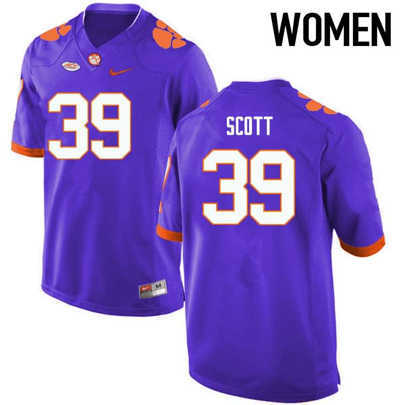 Women's Clemson Tigers Cameron Scott #39 Colloge Purple NCAA Elite Football Jersey For Sale SIR26N5V