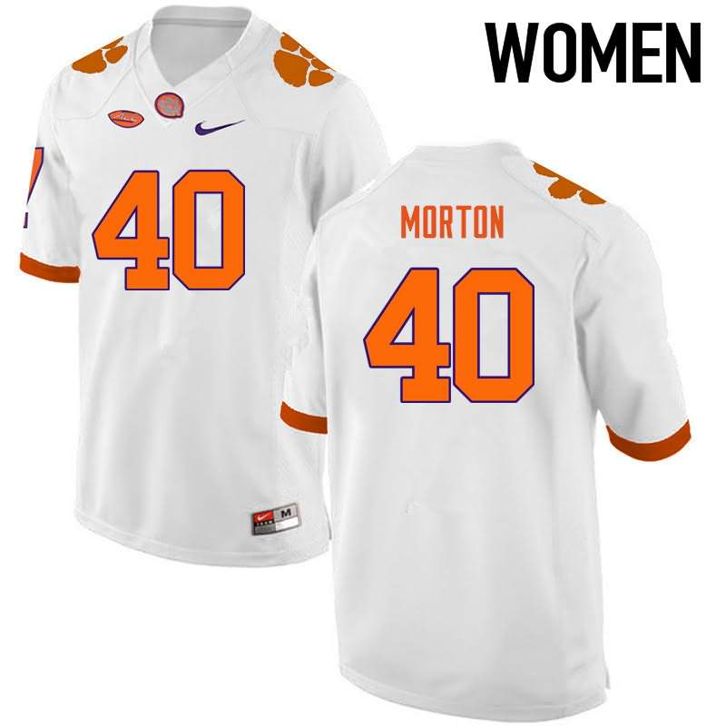 Women's Clemson Tigers Hall Morton #40 Colloge White NCAA Game Football Jersey February NIR85N3S