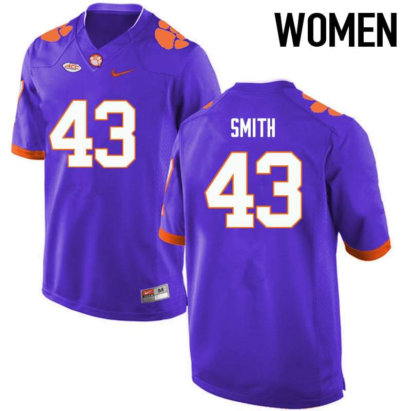 Women's Clemson Tigers Chad Smith #43 Colloge Purple NCAA Elite Football Jersey August ETX55N4U