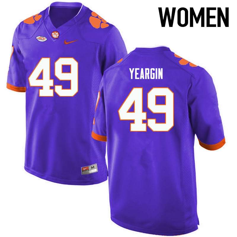 Women's Clemson Tigers Richard Yeargin #49 Colloge Purple NCAA Elite Football Jersey June LOG54N3W