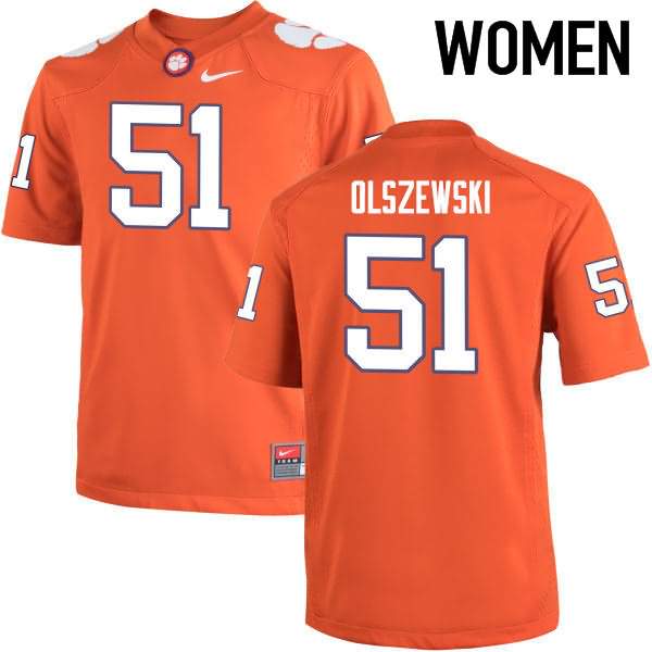 Women's Clemson Tigers Harry Olszewski #51 Colloge Orange NCAA Elite Football Jersey December PFR73N2H