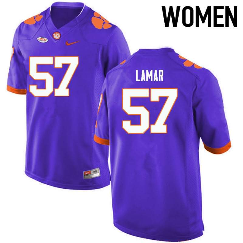 Women's Clemson Tigers Tre Lamar #57 Colloge Purple NCAA Game Football Jersey Special KAE44N0Y