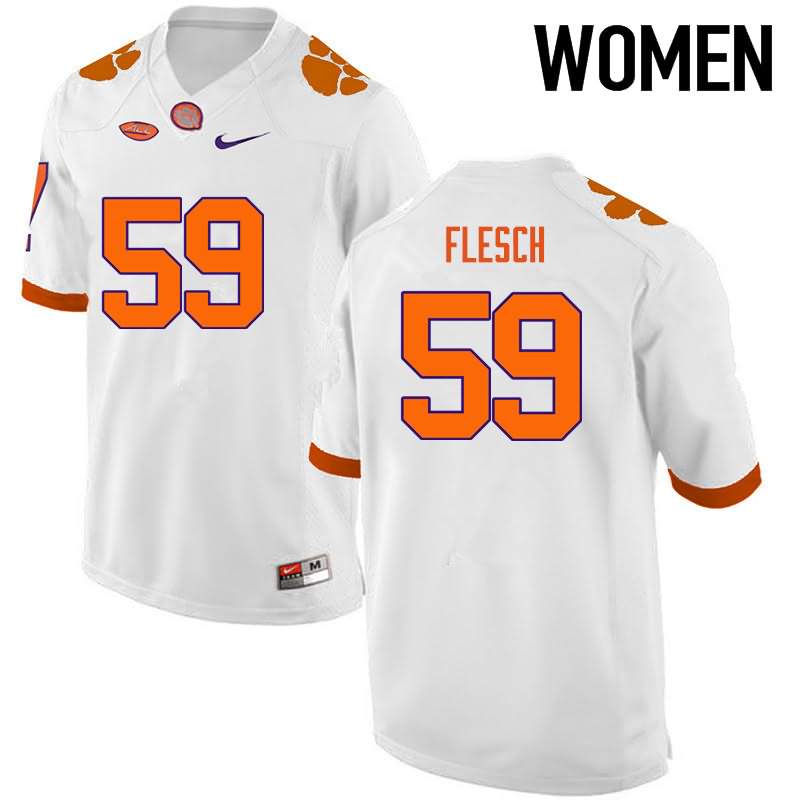 Women's Clemson Tigers Jeb Flesch #59 Colloge White NCAA Game Football Jersey May ROB03N1Q