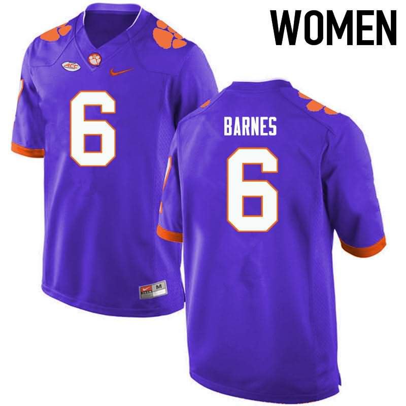 Women's Clemson Tigers Tavaris Barnes #6 Colloge Purple NCAA Game Football Jersey April GDM74N1J