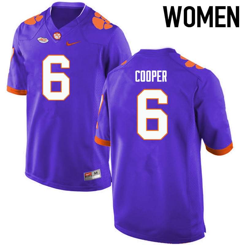 Women's Clemson Tigers Zerrick Cooper #6 Colloge Purple NCAA Game Football Jersey OG GOS65N6W