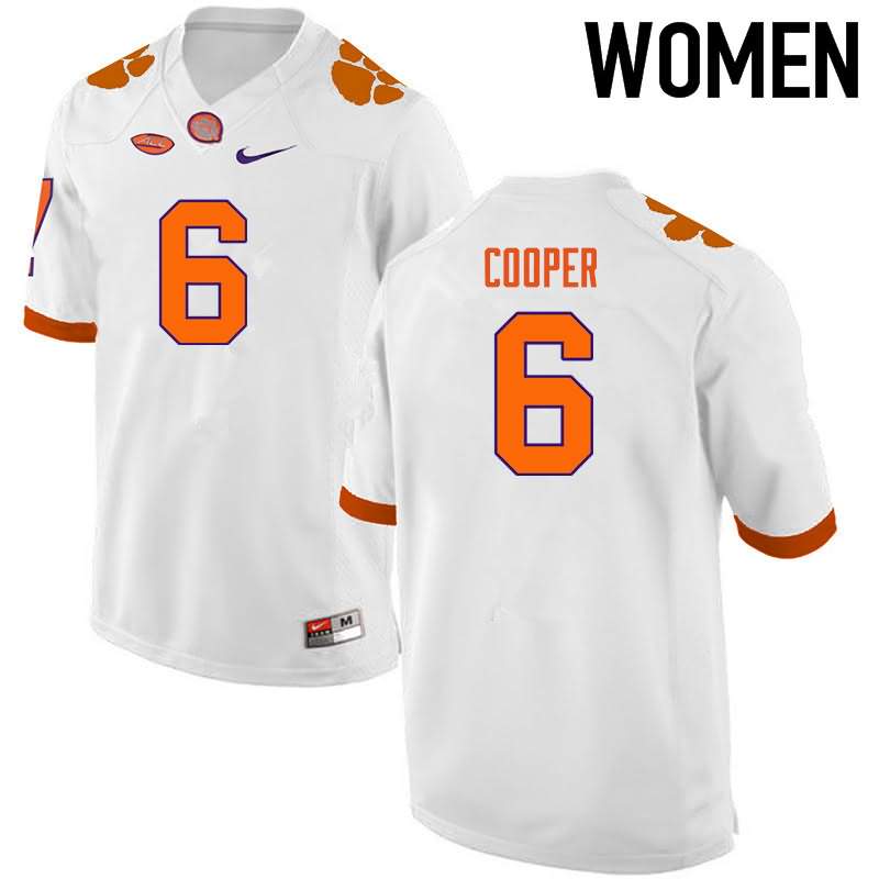 Women's Clemson Tigers Zerrick Cooper #6 Colloge White NCAA Game Football Jersey New Arrival XTK18N0H