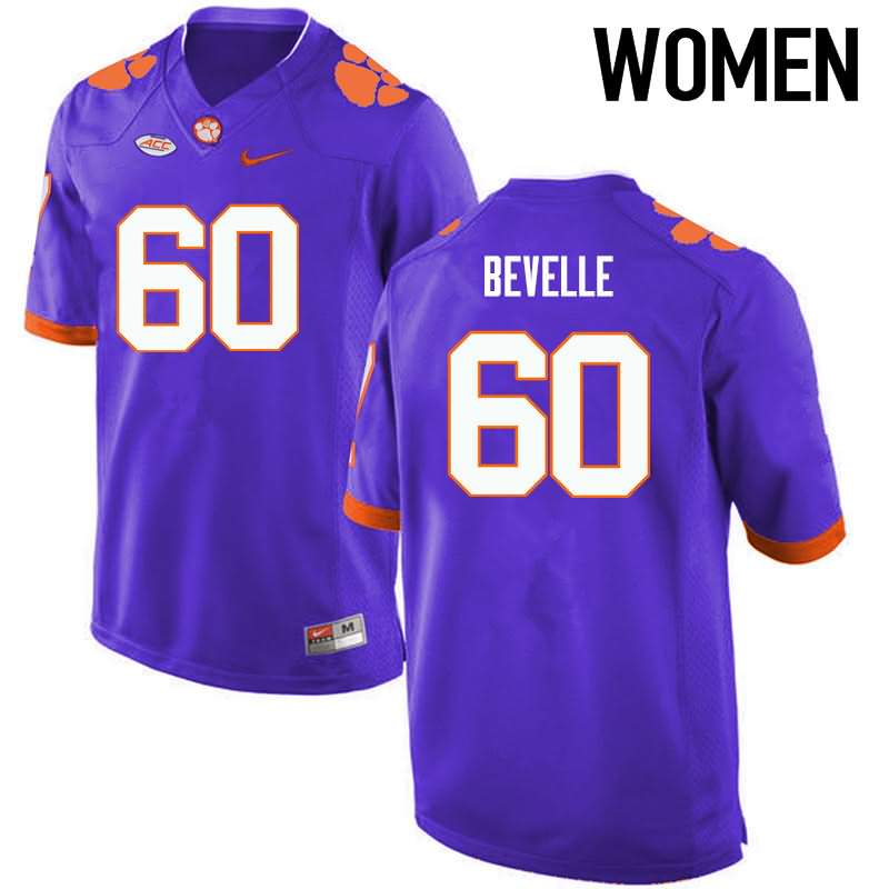 Women's Clemson Tigers Kelby Bevelle #60 Colloge Purple NCAA Elite Football Jersey December ILZ71N7M