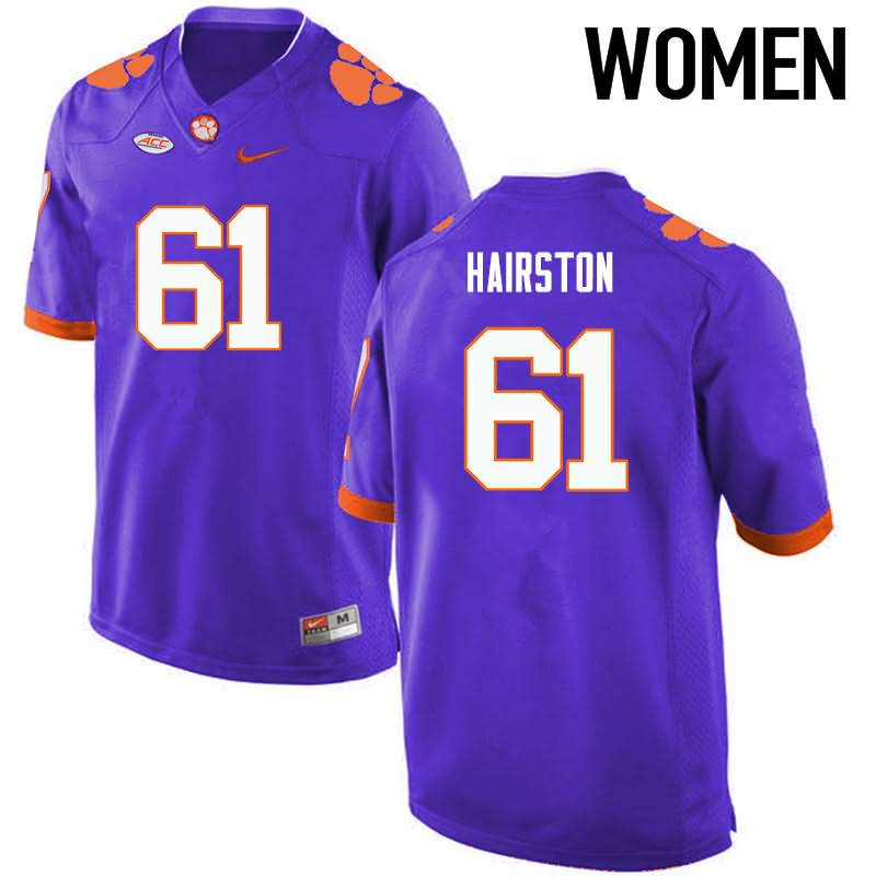 Women's Clemson Tigers Chris Hairston #61 Colloge Purple NCAA Game Football Jersey March TSY22N8Z