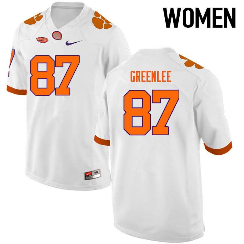 Women's Clemson Tigers D.J. Greenlee #87 Colloge White NCAA Game Football Jersey Freeshipping KBV25N4I