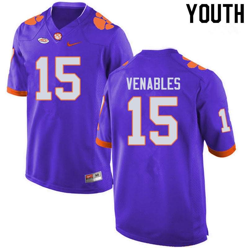Youth Clemson Tigers Jake Venables #15 Colloge Purple NCAA Elite Football Jersey Wholesale EMB78N8Y