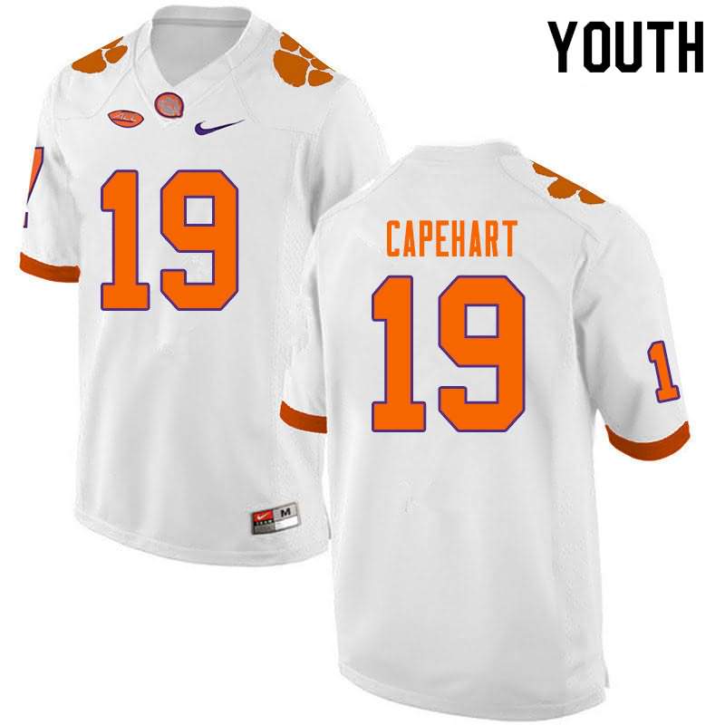 Youth Clemson Tigers DeMonte Capehart #19 Colloge White NCAA Game Football Jersey Lightweight KHI62N8K