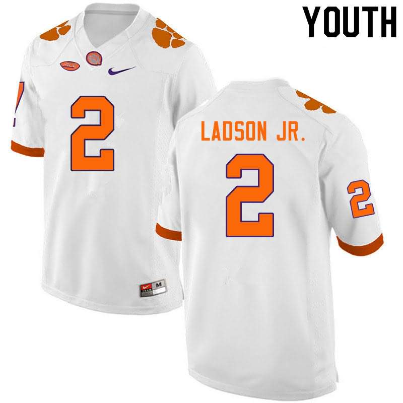 Youth Clemson Tigers Frank Ladson Jr. #2 Colloge White NCAA Game Football Jersey Classic QQY52N7M