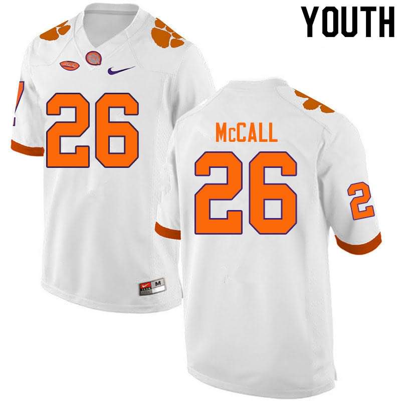 Youth Clemson Tigers Jack McCall #26 Colloge White NCAA Game Football Jersey Spring QCN15N0A