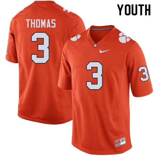 Youth Clemson Tigers Xavier Thomas #3 Colloge Orange NCAA Game Football Jersey Hot Sale TEF36N2S