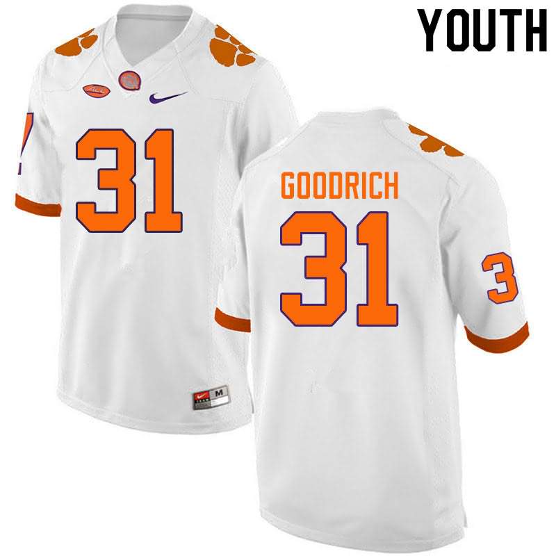 Youth Clemson Tigers Mario Goodrich #31 Colloge White NCAA Elite Football Jersey Breathable JLG80N5Z