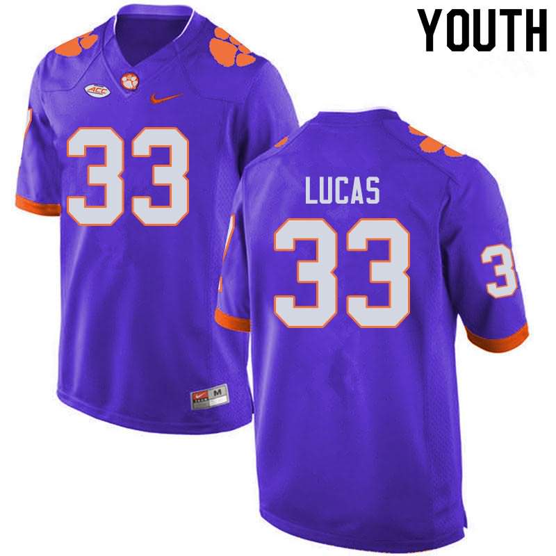 Youth Clemson Tigers Ty Lucas #33 Colloge Purple NCAA Game Football Jersey New JGK47N8A