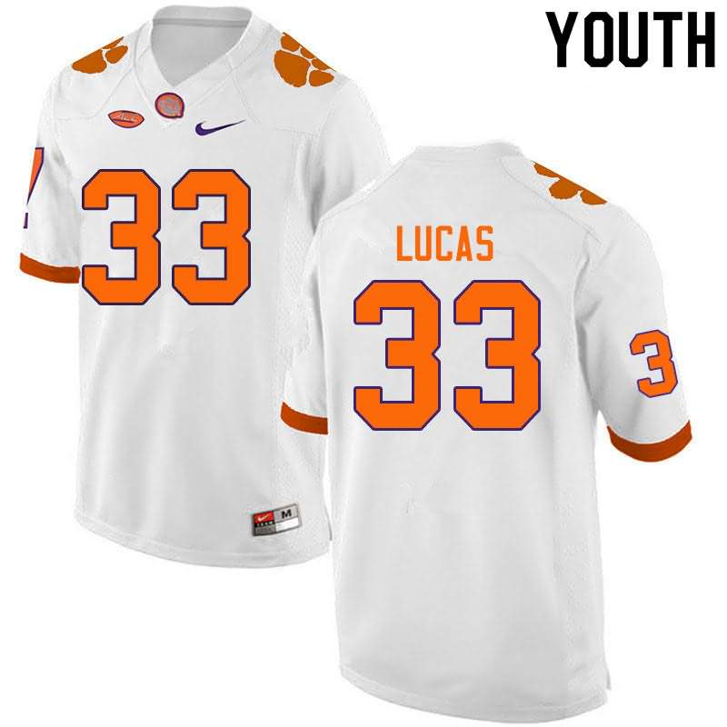 Youth Clemson Tigers Ty Lucas #33 Colloge White NCAA Game Football Jersey New Release BMT63N0O