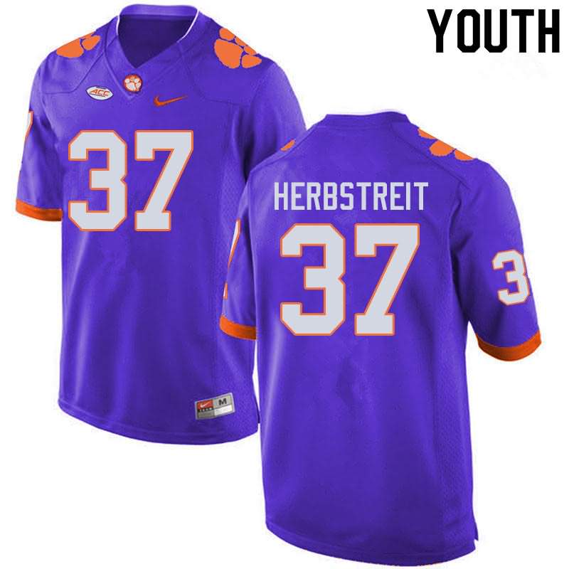 Youth Clemson Tigers Jake Herbstreit #37 Colloge Purple NCAA Elite Football Jersey On Sale AJI37N7P