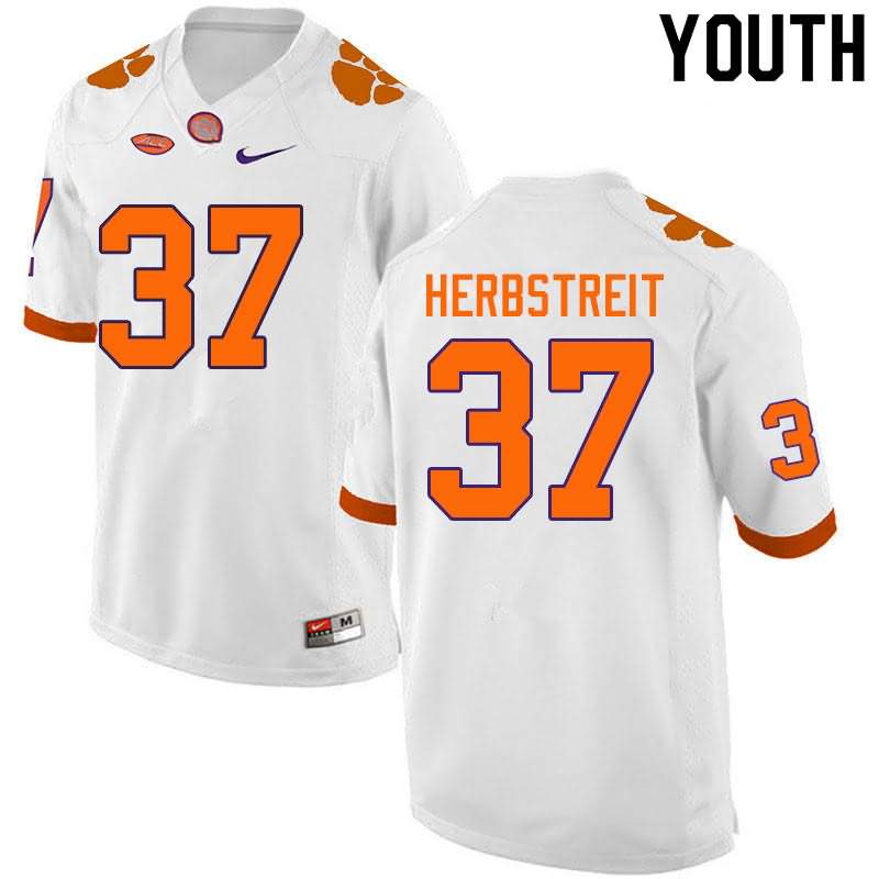 Youth Clemson Tigers Jake Herbstreit #37 Colloge White NCAA Elite Football Jersey Spring PPE11N5Q
