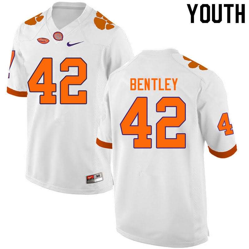 Youth Clemson Tigers LaVonta Bentley #42 Colloge White NCAA Elite Football Jersey Stability MGH40N5Z