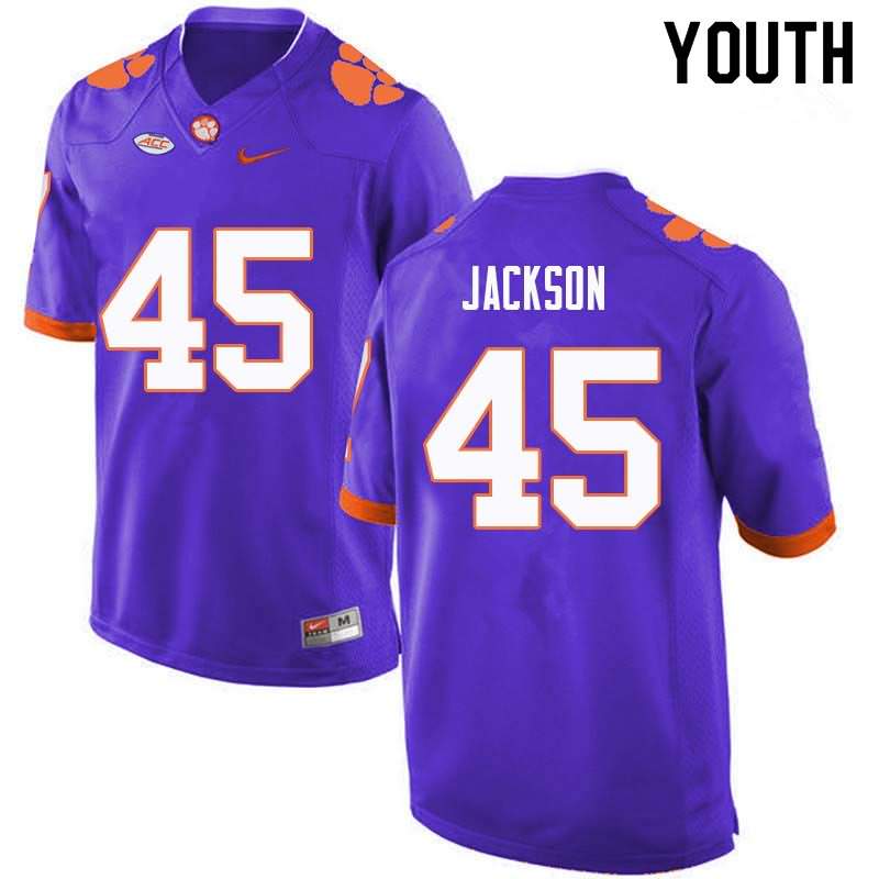 Youth Clemson Tigers Josh Jackson #45 Colloge Purple NCAA Game Football Jersey Official SCM21N4Z