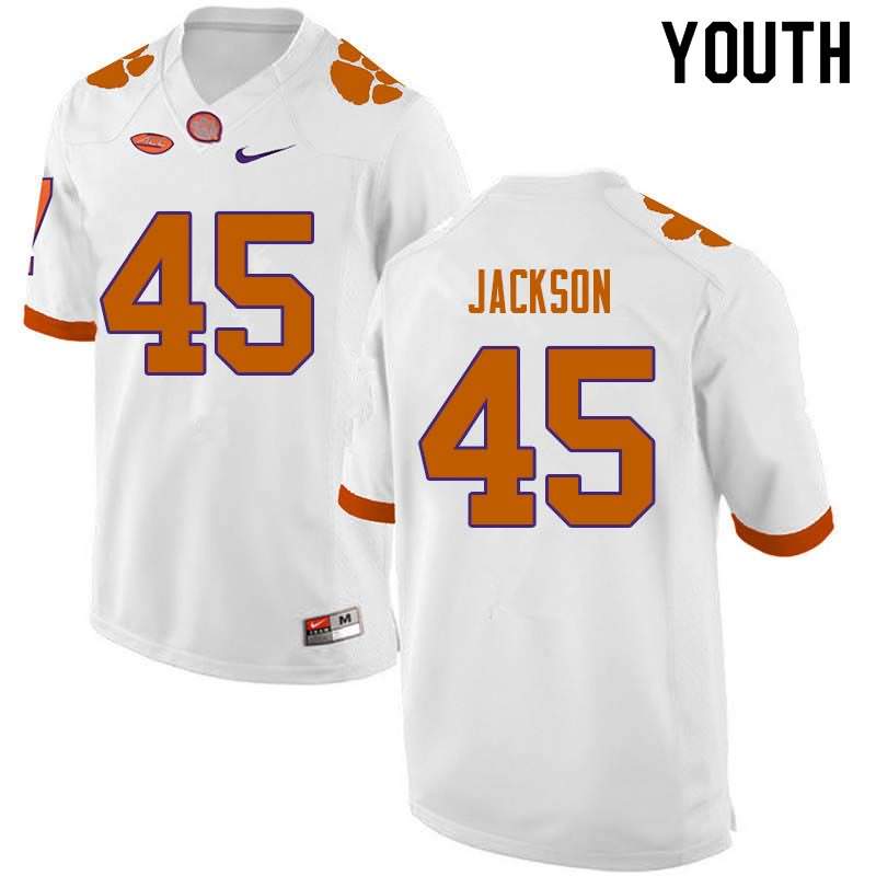 Youth Clemson Tigers Josh Jackson #45 Colloge White NCAA Game Football Jersey Supply XJB12N3A