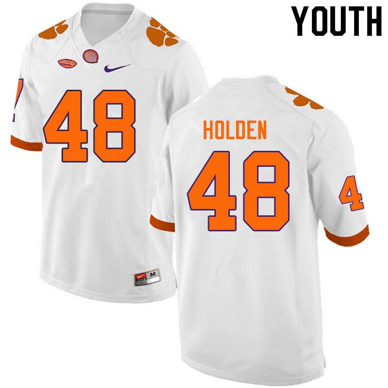 Youth Clemson Tigers Landon Holden #48 Colloge White NCAA Elite Football Jersey Supply FXQ74N3E