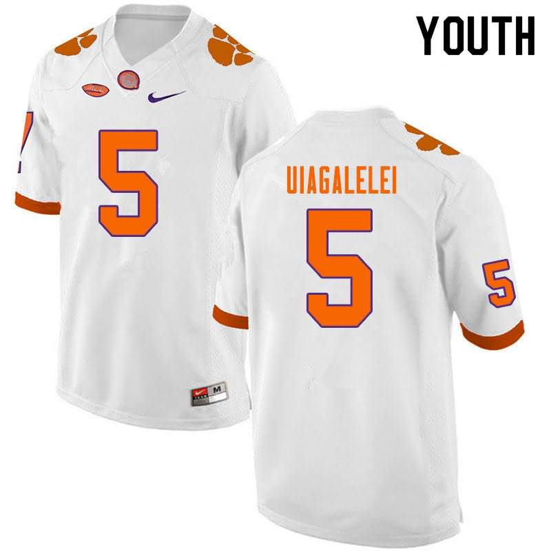 Youth Clemson Tigers D.J. Uiagalelei #5 Colloge White NCAA Game Football Jersey Restock IAN88N6P