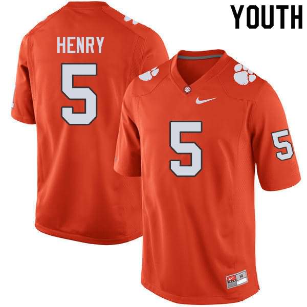 Youth Clemson Tigers K.J. Henry #5 Colloge Orange NCAA Elite Football Jersey February MSE08N2G