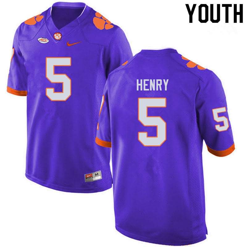 Youth Clemson Tigers K.J. Henry #5 Colloge Purple NCAA Elite Football Jersey Super Deals BVH22N7U