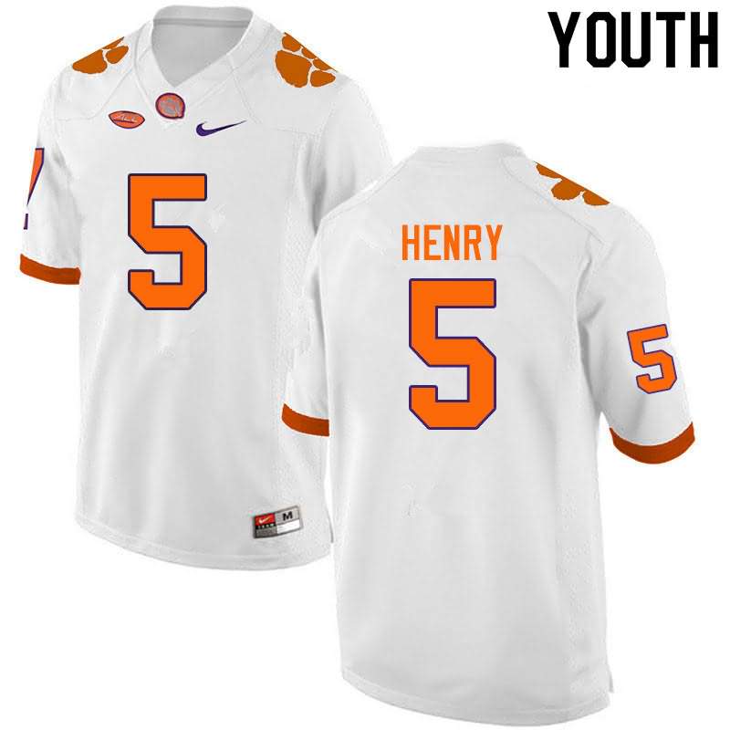 Youth Clemson Tigers K.J. Henry #5 Colloge White NCAA Elite Football Jersey Super Deals WLZ64N2O