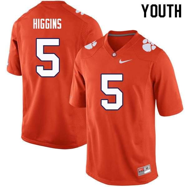 Youth Clemson Tigers Tee Higgins #5 Colloge Orange NCAA Elite Football Jersey Real GLM28N6Q